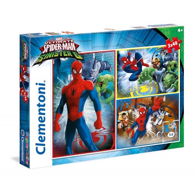 Clementoni-25217 3 Puzzles - Spider-Man