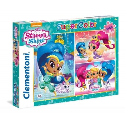 Clementoni-25218 3 Puzzles - Shimmer & Shine