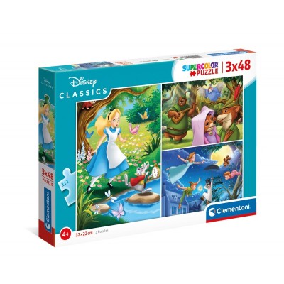 Clementoni-25267 3 Puzzles - Disney Classic