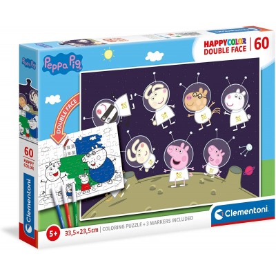 Puzzle Clementoni-26096 Peppa Pig - Supercolor Double Face