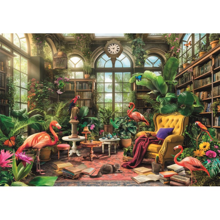Puzzle  Clementoni-39936 Die Gewächshaus-Bibliothek