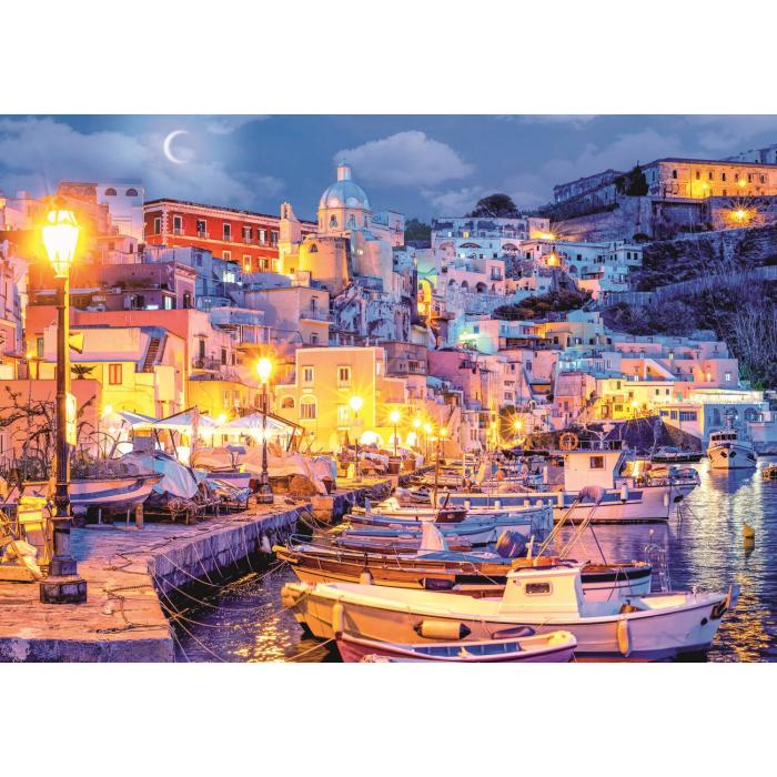 Puzzle  Trefl-10794 Insel Procida Bei Nacht. Italien