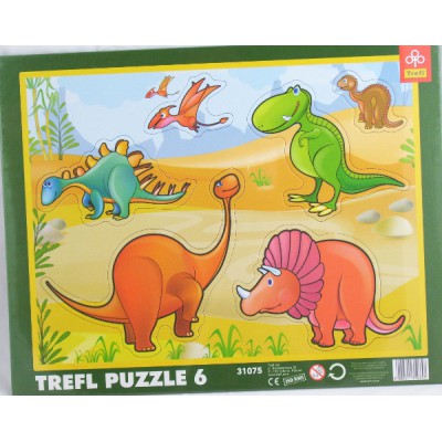 Trefl-31075 6 Teile Rahmenpuzzle - Dinosaurier