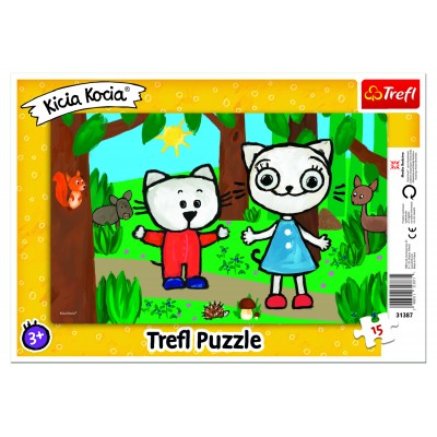 Trefl-31387 Rahmenpuzzle - Kittykit in the Forest