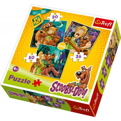 Trefl-34145 3 Puzzles in 1: Samy und Scooby-Doo