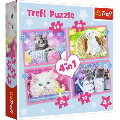 Trefl-34396 4 Puzzles - Funny Cats
