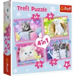  Trefl-34396 4 Puzzles - Funny Cats