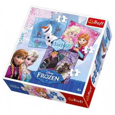 Trefl-34810 3 Puzzles - Disney: Frozen