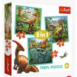 Puzzle  Trefl-34837 3 in 1 - The Extraordinary World of Dinosaurs