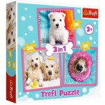  Trefl-34845 3 Puzzles - Hunde
