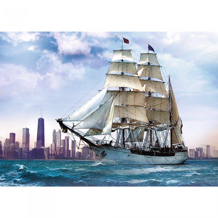 Puzzle Trefl-37120 Segelschiff vor Chicago