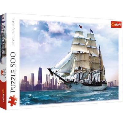 Puzzle Trefl-37120 Segelschiff vor Chicago
