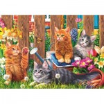 Puzzle  Trefl-37326 Kleine Kätzchen im Garten