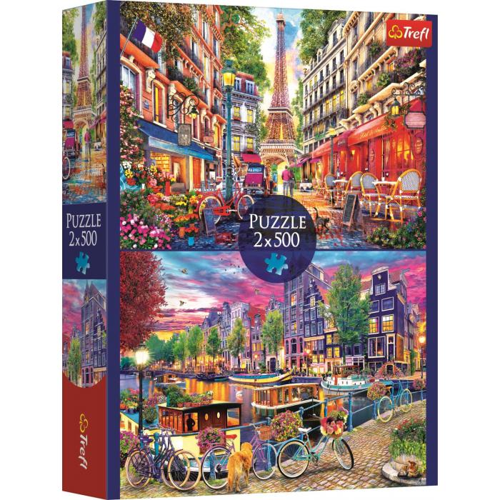  Trefl-37496 2 Puzzles - Europäische Hauptstädte