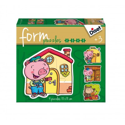 Diset-69944 4 Formpuzzles: Die drei kleinen Schweinchen