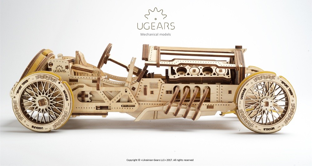 UGEARS 3D Holzpuzzle U-9 Grand Prix Rennwagen 348 Teile 