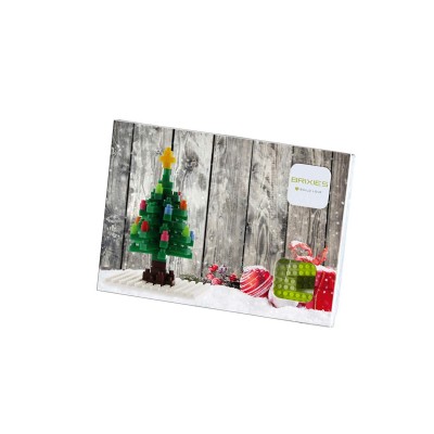 Brixies-58814 3D Nano Puzzle - Postkarte Weihnachtsbaum