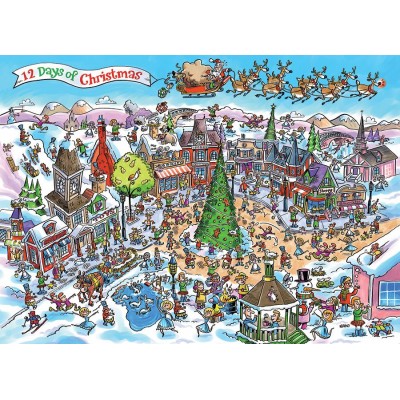 Puzzle Cobble-Hill-44508 DoodleTown: 12 Days of Christmas