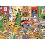  Cobble-Hill-47023 Catching Santa - Family Puzzle (Different Pieces Sizes)