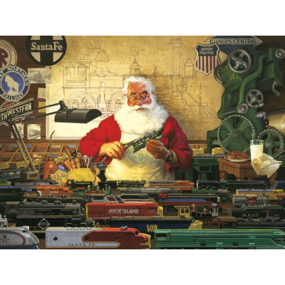 Puzzle Cobble-Hill-52022 XXL Teile - Tom Newsom: Die Modelleisenbahn des Weihnachtsmannes