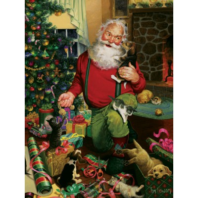 Puzzle Cobble-Hill-52043 XXL Teile - Tom Newsom: Der Weihnachtsmann und seine Helfer