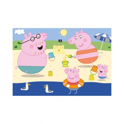 Dino-38171 2 Puzzles - Peppa Wutz: Im Urlaub