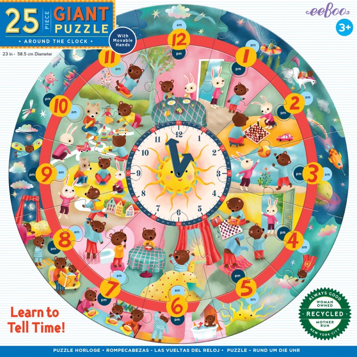 Eeboo-51188 Puzzle Horloge