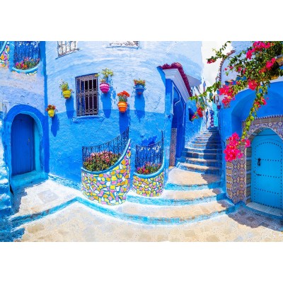 Puzzle Enjoy-Puzzle-1365 Türkis-Straße in Chefchaouen, Marokko