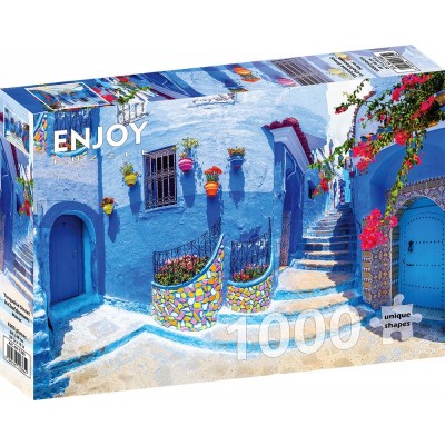 Puzzle Enjoy-Puzzle-1365 Türkis-Straße in Chefchaouen, Marokko