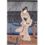  Magnetpuzzle - Hiroshige Utagawa: Abend auf dem Sumida-Fluss, 1847-1848