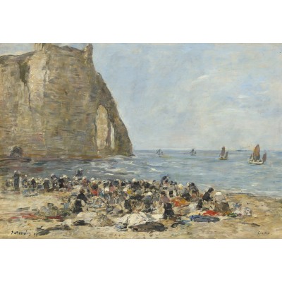 Puzzle Grafika-F-31024 Eugène Boudin: Washerwomen on the Beach of Etretat, 1894