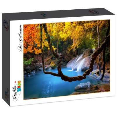 Puzzle Grafika-F-31072 Wasserfall im Wald