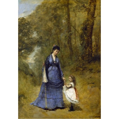 Puzzle Grafika-F-32160 Jean-Baptiste-Camille Corot: Madame Stumpf and Her Daughter, 1872