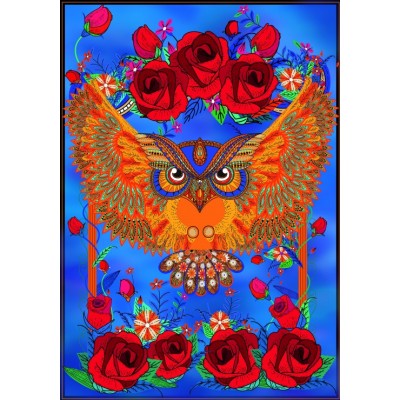 Puzzle Grafika-01505 Owl & Roses