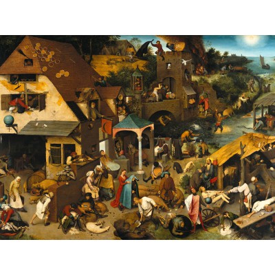 Puzzle Grafika-F-30075 Brueghel Pieter: Die niederländischen Sprichwörter, 1559