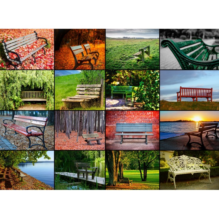 Puzzle Grafika-F-30403 Collage - Bänke