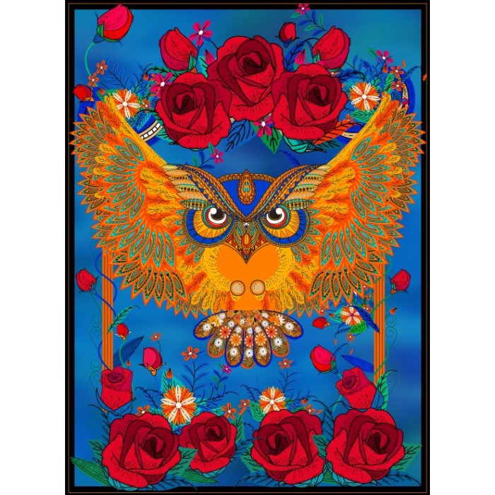 Puzzle Grafika-F-30414 Owl & Roses