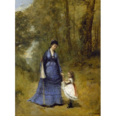 Puzzle Grafika-F-30543 Jean-Baptiste-Camille Corot: Madame Stumpf and Her Daughter, 1872