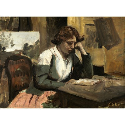Puzzle Grafika-F-30546 Jean-Baptiste-Camille Corot: Young Girl Reading: Young Girl Reading, 1868