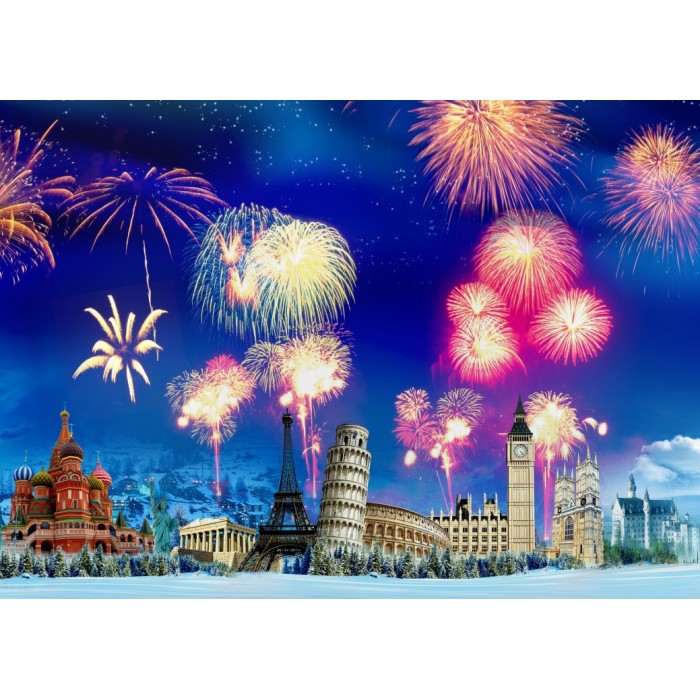 Puzzle  Grafika-F-32264 Silvester auf der ganzen Welt