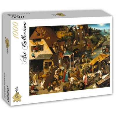 Puzzle Grafika-T-00154 Brueghel Pieter: Die niederländischen Sprichwörter, 1559