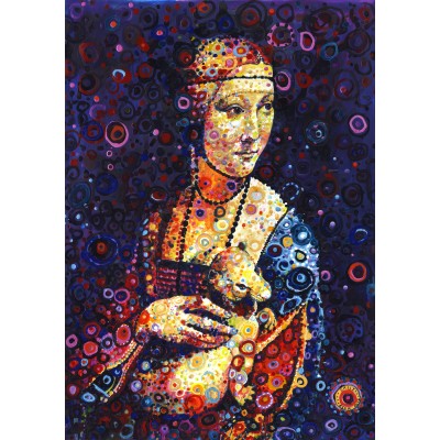 Puzzle Grafika-T-00888 Leonardo da Vinci: Lady with an Ermine, by Sally Rich