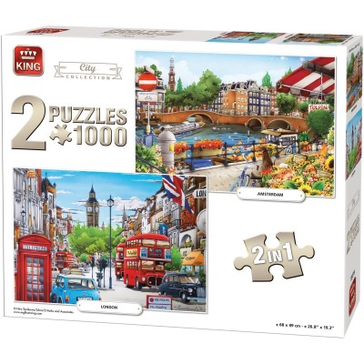 King-Puzzle-85516 2 Puzzles - Amsterdam & London