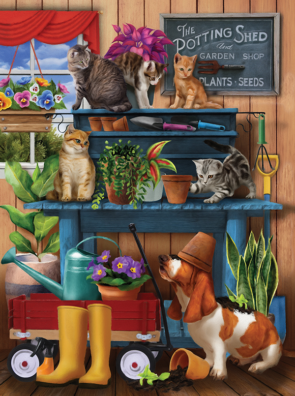 SunsOut Trouble in the Potting Shed 1000 Teile Puzzle Sunsout-28939