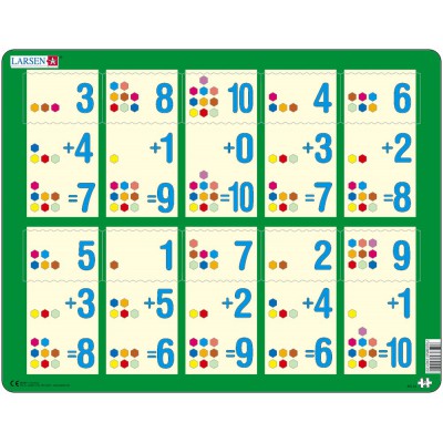 Larsen Rahmenpuzzle - Mathematik: Addition von 1 bis 10 10 Teile Puzzle Larsen-AR12