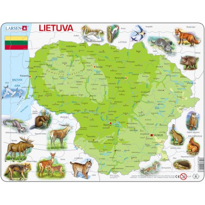 Larsen Rahmenpuzzle - Litauen (auf Litauisch) 60 Teile Puzzle Larsen-K47-LT