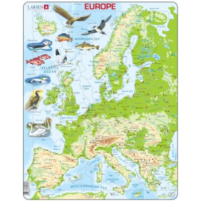 Larsen Rahmenpuzzle - Europa (auf Englisch) 87 Teile Puzzle Larsen-K70-GB