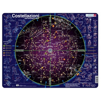 Larsen Rahmenpuzzle - Costellazioni (auf Italienisch) 70 Teile Puzzle Larsen-SS2-IT