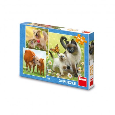 Dino 3 Puzzles - Familie 55 Teile Puzzle Dino-33544