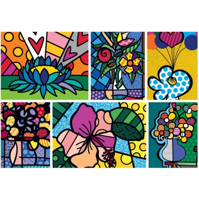 Image of Bluebird Puzzle Romero Britto - Collage: Flowers 2000 Teile Puzzle Bluebird-Puzzle-F-90023